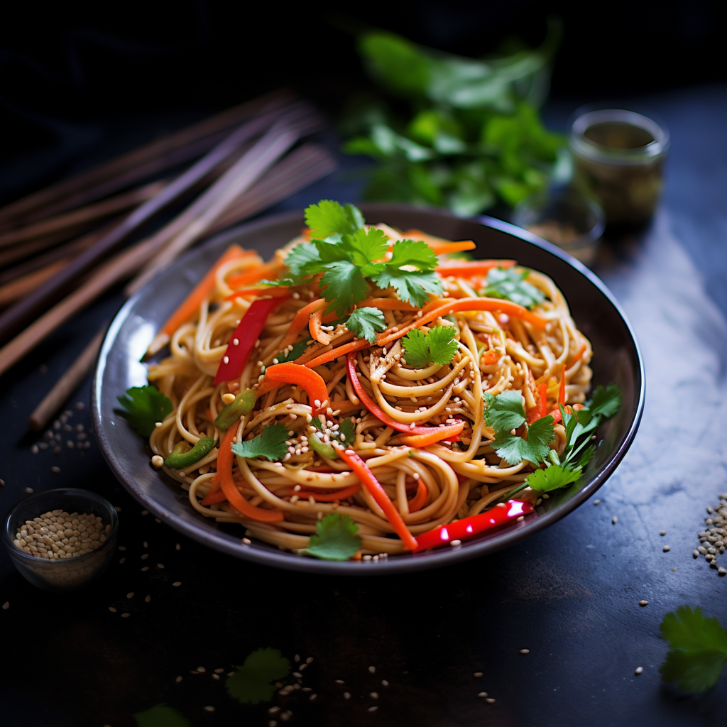 Asiatischer Nudelsalat mit sluups Ginger Shot