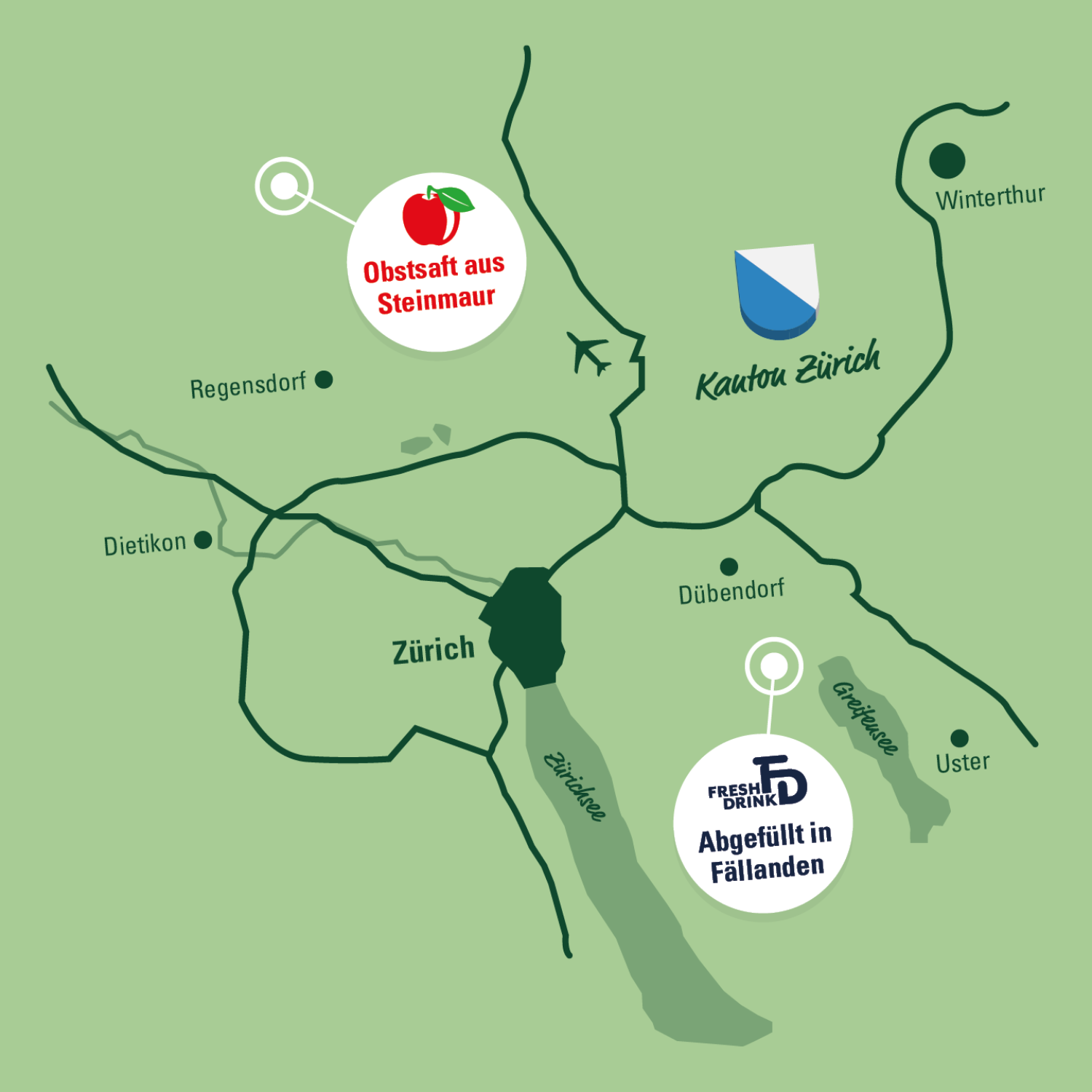 Züri Schorle hergestellt im Kanton Zürich und Zutaten aus Zürich